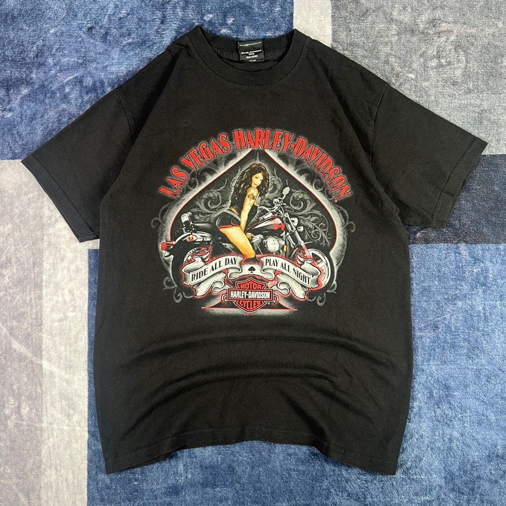 Harley-Davidson Las Vegas Pin Up Girl T-Shirt Mens Black Short Sleeve M